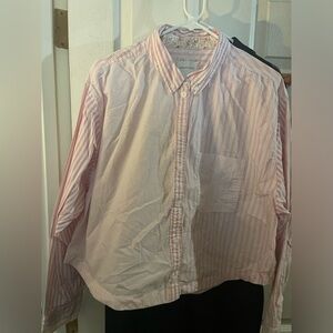 American Eagle Cropped Button Down Shirt Xl NWT